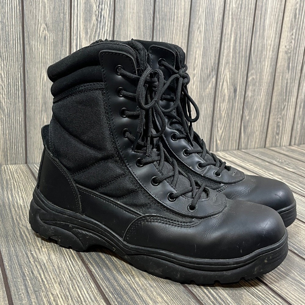 Nortiv 8 Trooper-W Tactical Boots Men 10 Black Side Zip Combat Work Military